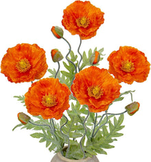 Künstliche Mohnblume Kunstblumen 5er Set Orange 70cm