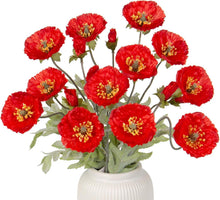 Künstliche Mohnblume Dekoblumen Set 3PCS Höhe 70cm Rot Ø 7cm