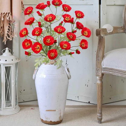 3er Set Künstliche Mohnblumen Deko Kunstblumen Rot 70cm Ø 7cm