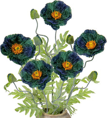 Künstliche Mohnblume Set 5er Dekoblumen 70cm Ø 13cm