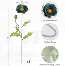 Künstliche Mohnblumen Deko Set 5er - Hochwertige Kunstblumen