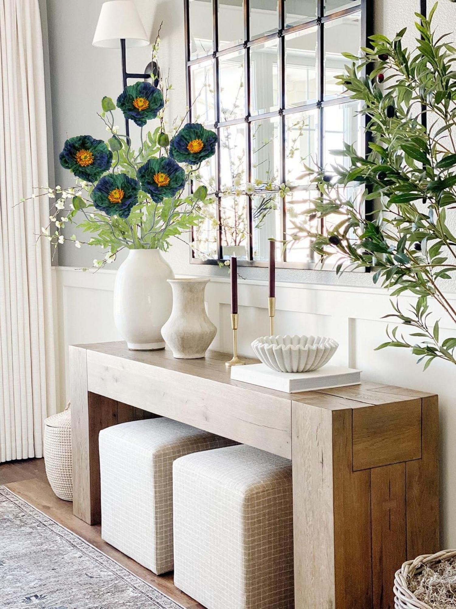 Künstliche Mohnblume Set 5er Dekoblumen 70cm Ø 13cm