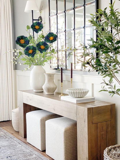 Künstliche Mohnblume Set 5er Dekoblumen 70cm Ø 13cm