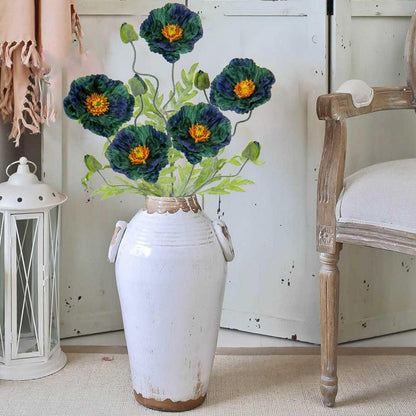 5er Set Künstliche Mohnblumen Deko Blumenstrauß 70cm Ø 13cm Grün