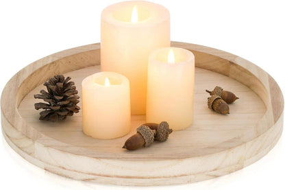 Rundes Holztablett 30cm Deko Landhaus Kerzentablett