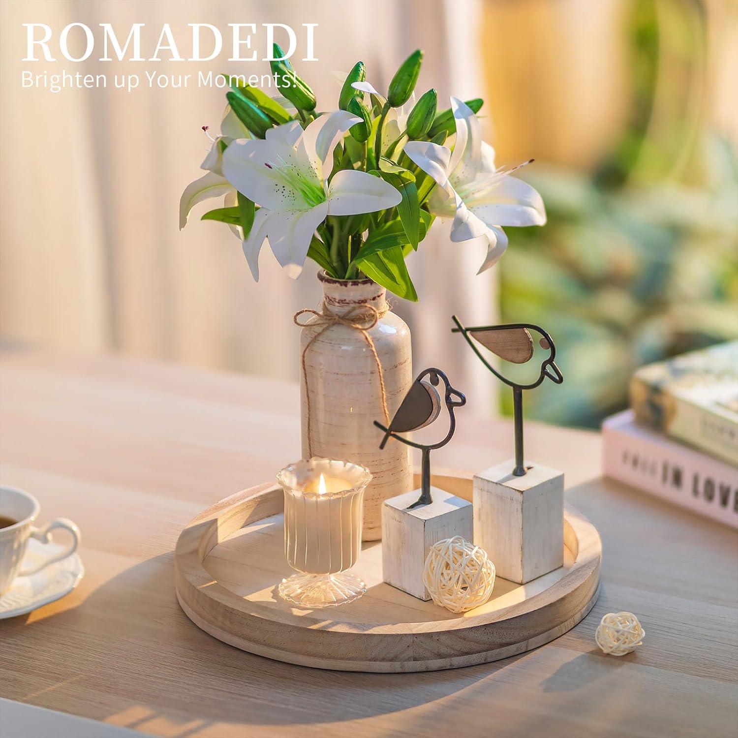 Romadedi Holztablett Rund Deko 30cm Landhausstil Rustikale Tischdeko