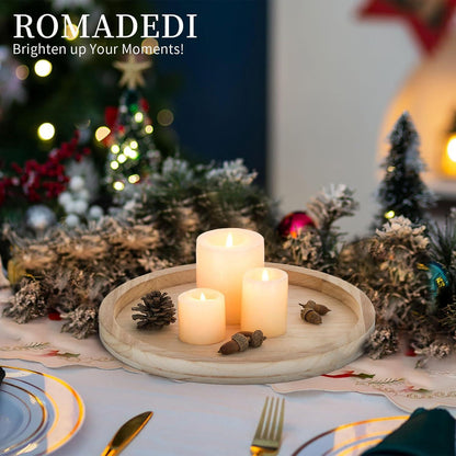 Romadedi Holztablett 30cm Landhaus Deko Kerzentablett Rustikal