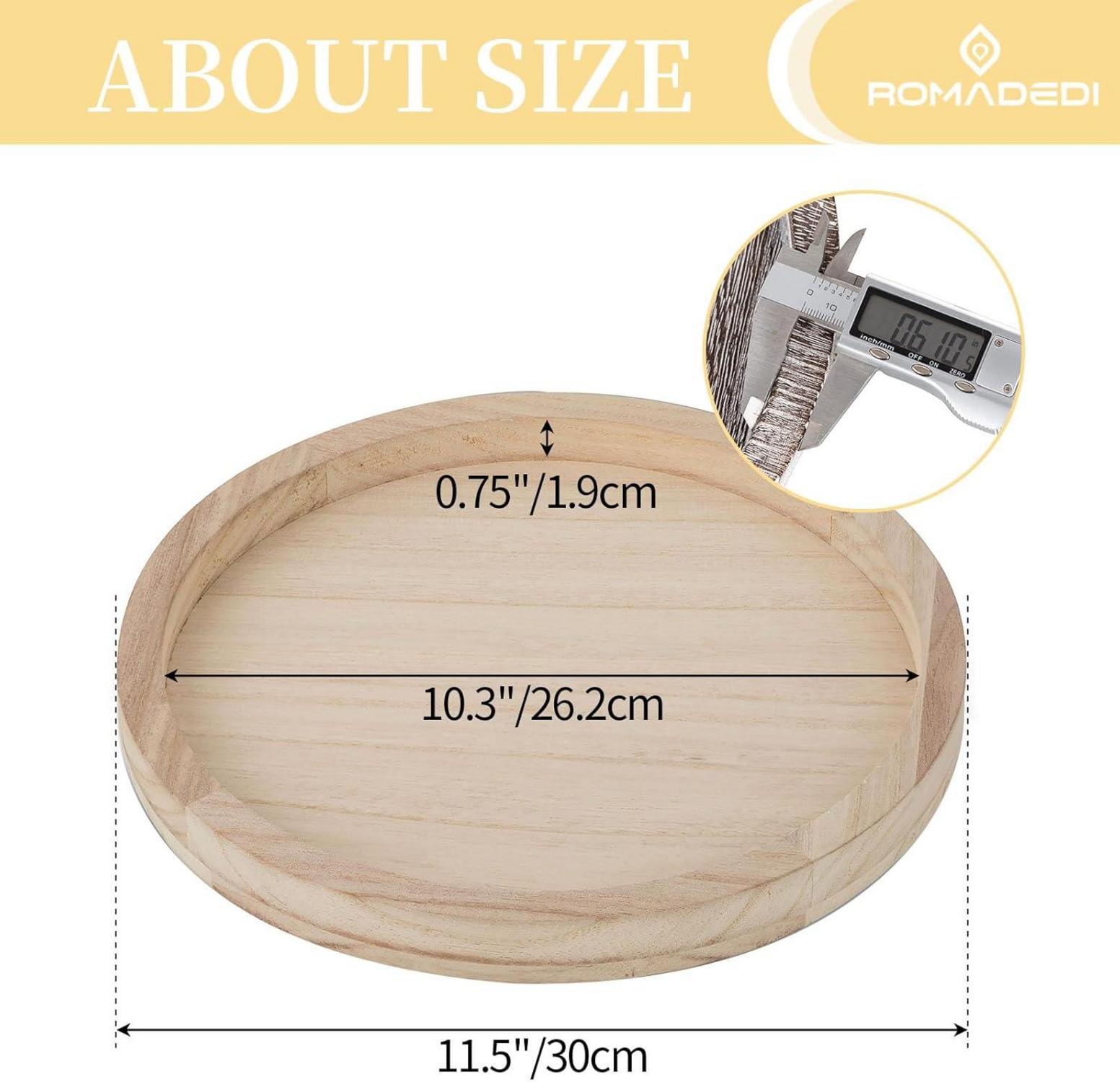 Holztablett 30cm Rund Deko Landhausstil Kerzentablett Rustikale