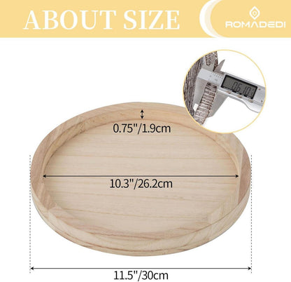 Holztablett 30cm Rund Deko Landhausstil Kerzentablett Rustikale