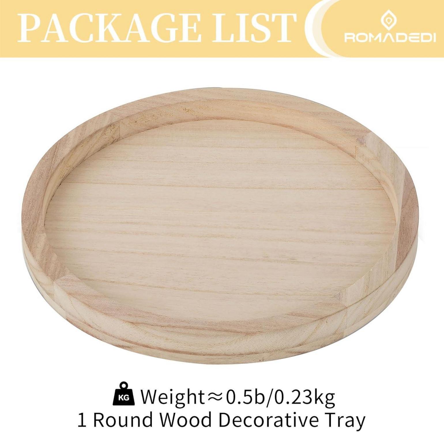 Romadedi Holztablett 30cm Landhaus Deko Kerzentablett Rustikal