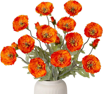 Künstliche Mohnblume Dekoblumen Set Orange 3er-Pack 70cm Blüte 7cm