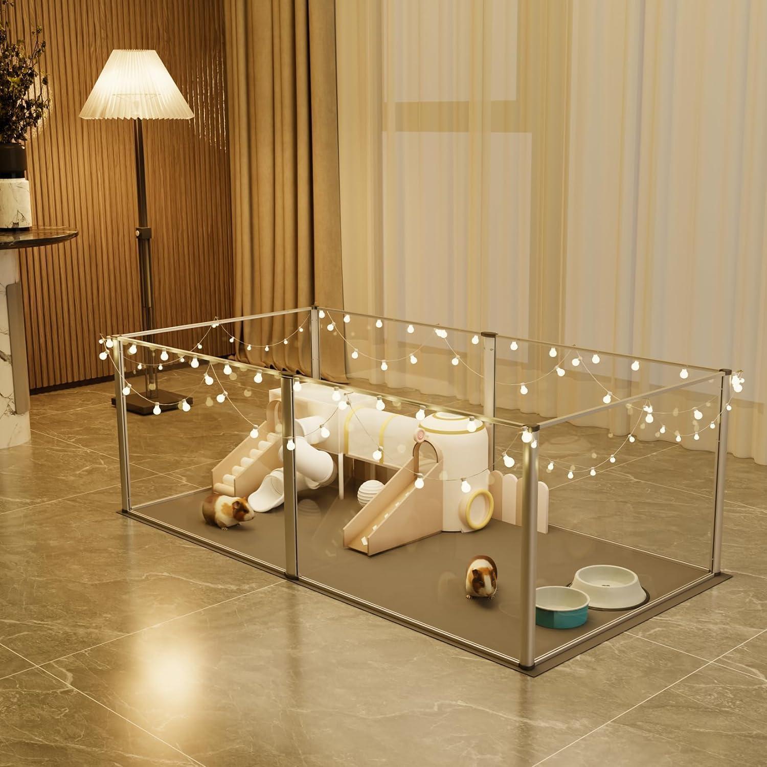 BingoPaw Acryl Kleintiergehege 6-tlg Indoor für Hamster Igel 124x63x40 cm