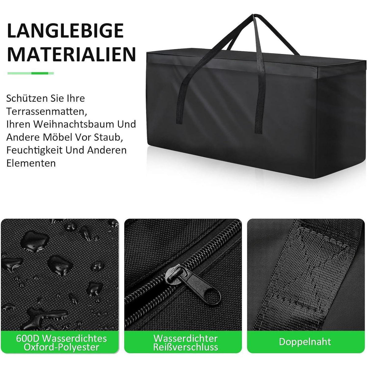 Aufbewahrungstasche Gartenauflagen 200x60x75cm – Wasserdicht & Reißfest