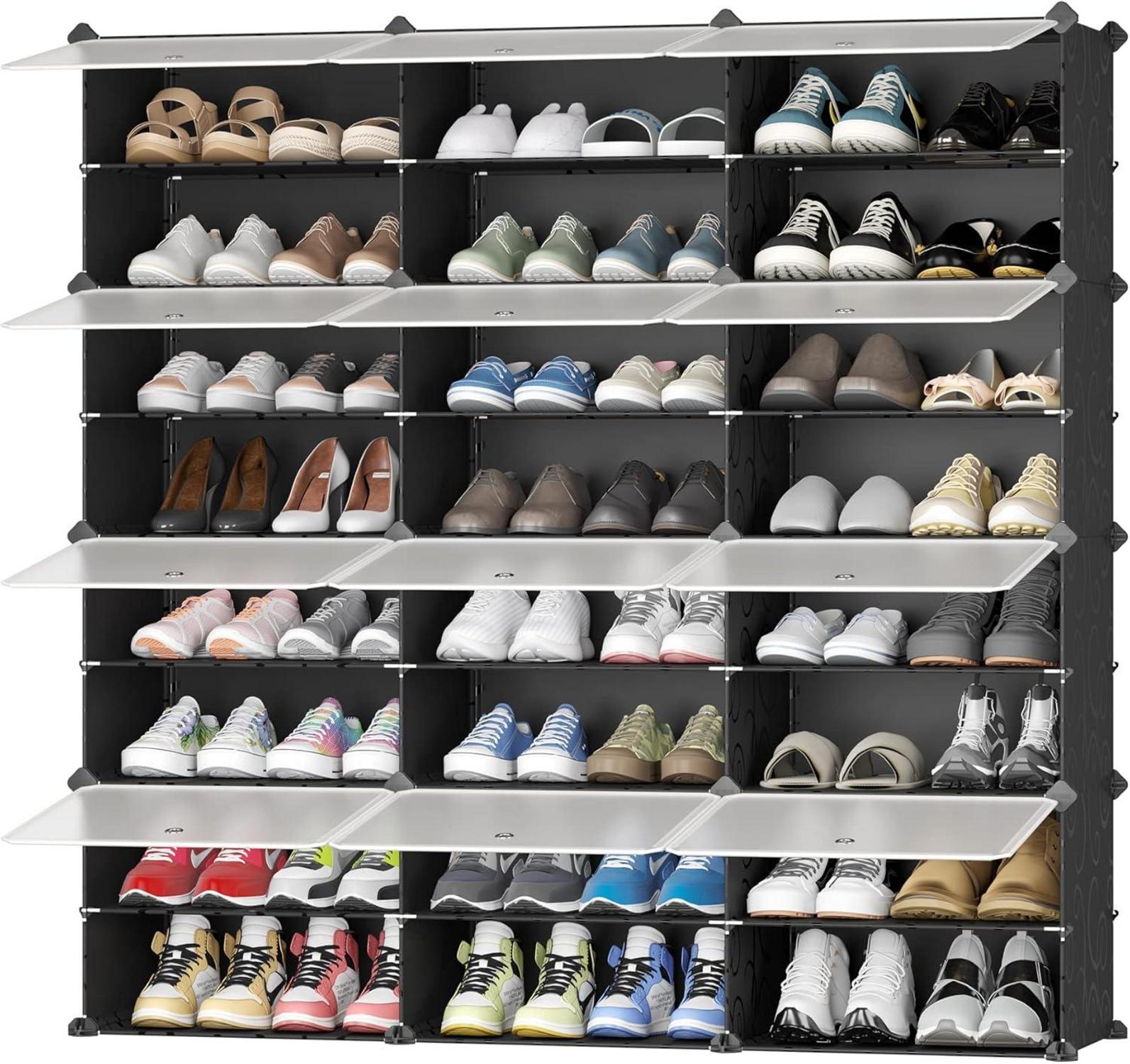 Schuhschrank Schwarz Transparente Tür Modulares Design 24 Paar