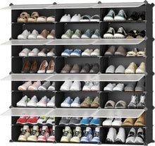 Schuhschrank Schwarz Transparente Tür Modulares Design 24 Paar