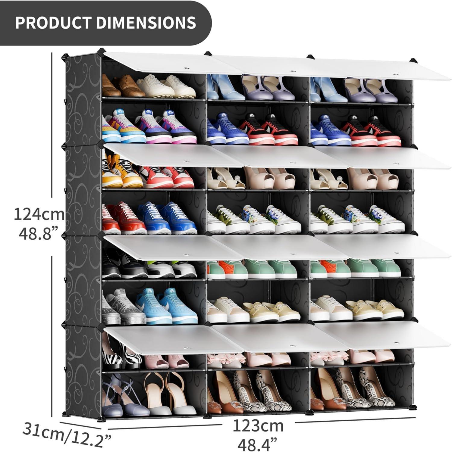 JOISCOPE Schwarzer DIY Schuhschrank mit Transparenter Tür