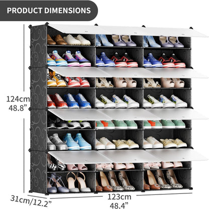JOISCOPE Schwarzer DIY Schuhschrank mit Transparenter Tür