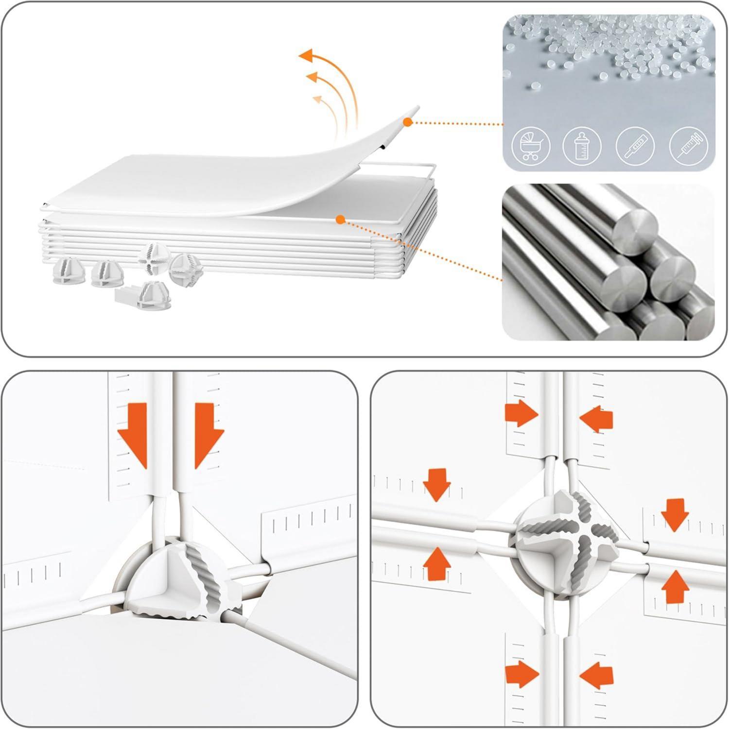 JOISCOPE DIY Modulares Schuhschrank-Set Weiß 3x8 Transparente Tür
