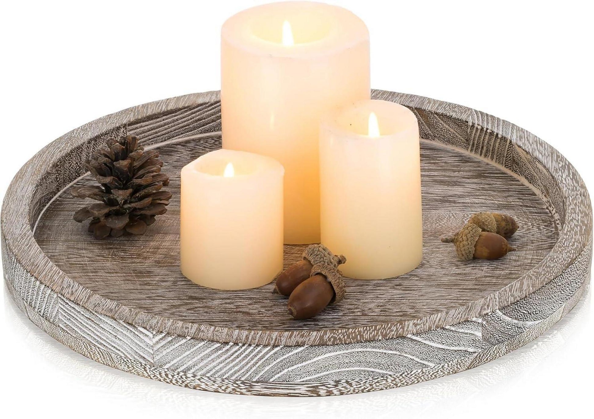 Rustikales Holztablett für Tischdeko 30cm - Deko Kerzentablett