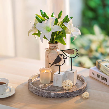 Rundes Holztablett 30cm Deko Rustikale Tischdeko