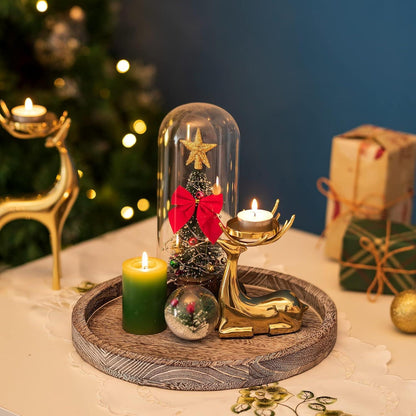 Holztablett Rund 30cm Deko Landhaus Stil Rustikal Couchtisch Wohnzimmer 1 Round