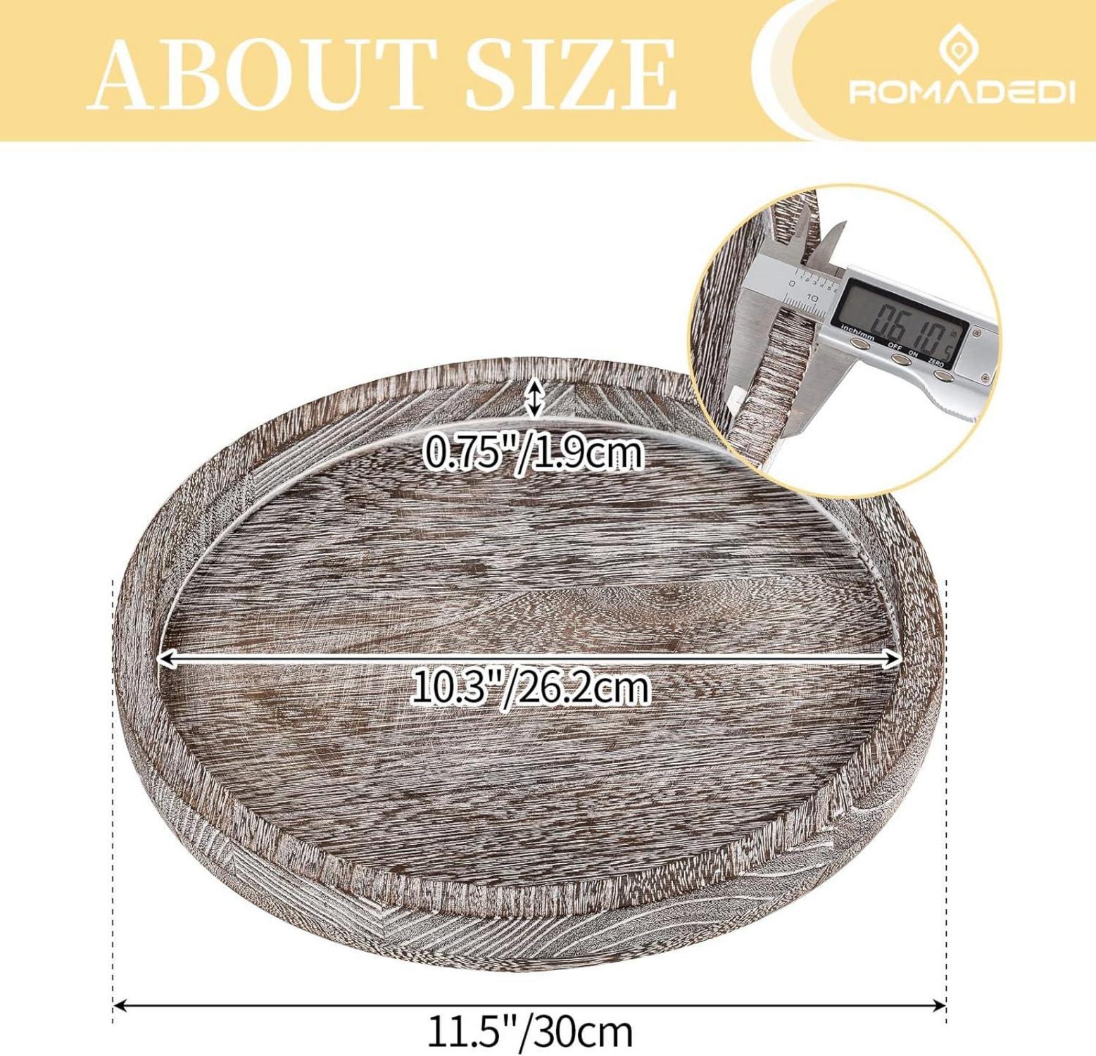 Rundes Holztablett 30cm Landhausstil Deko Kerzentablett Couchtisch