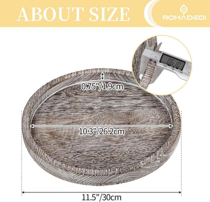 Rundes Holztablett 30cm Landhausstil Deko Kerzentablett Couchtisch