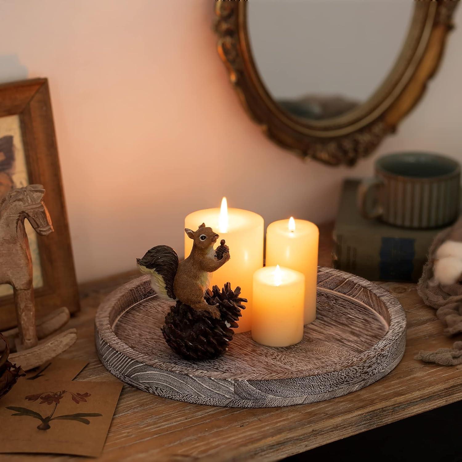 Holztablett Rund Dekotablett 30cm Landhausstil Rustikal Tischdeko