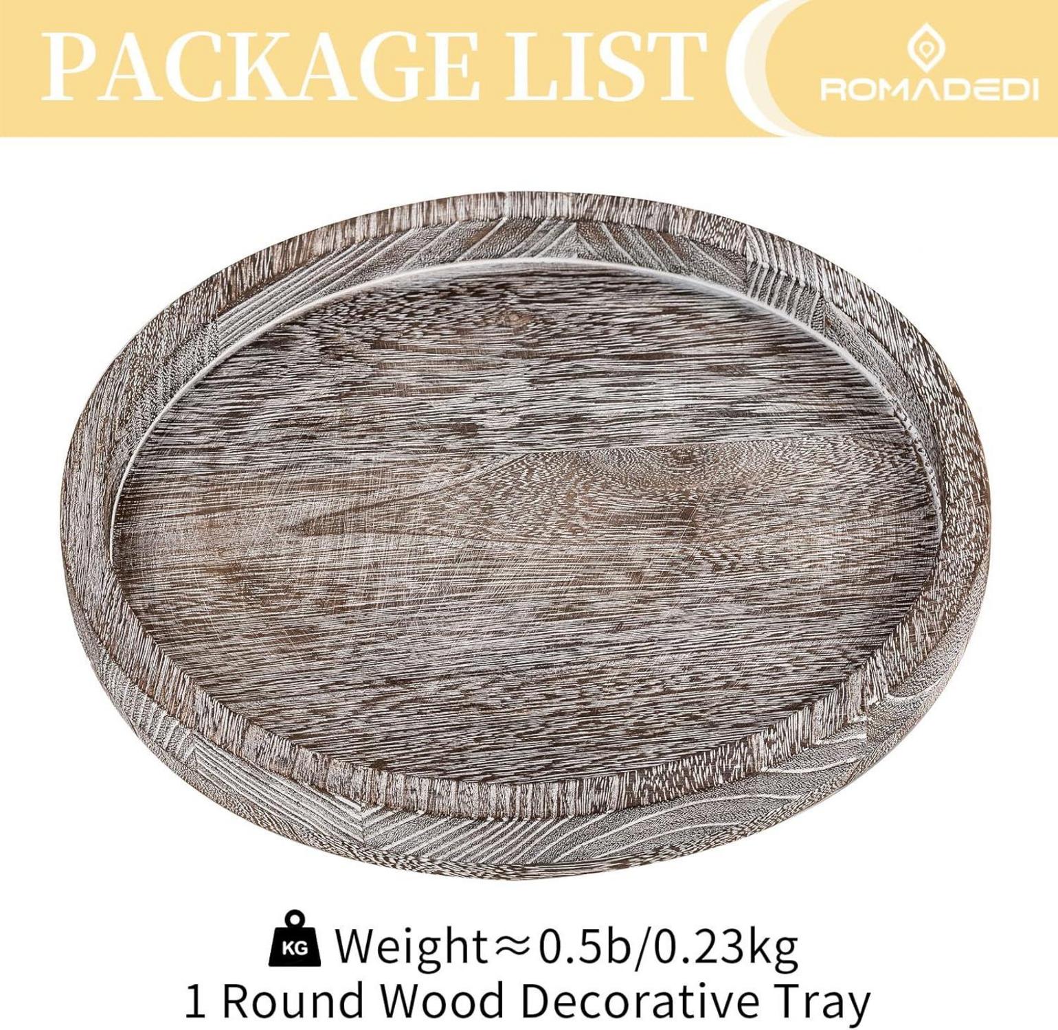 Holztablett Rund 30cm Deko Landhaus Stil Rustikal Couchtisch Wohnzimmer 1 Round