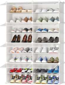 Modularer Schuhschrank Kunststoff Weiß Transparent Tür 2x8