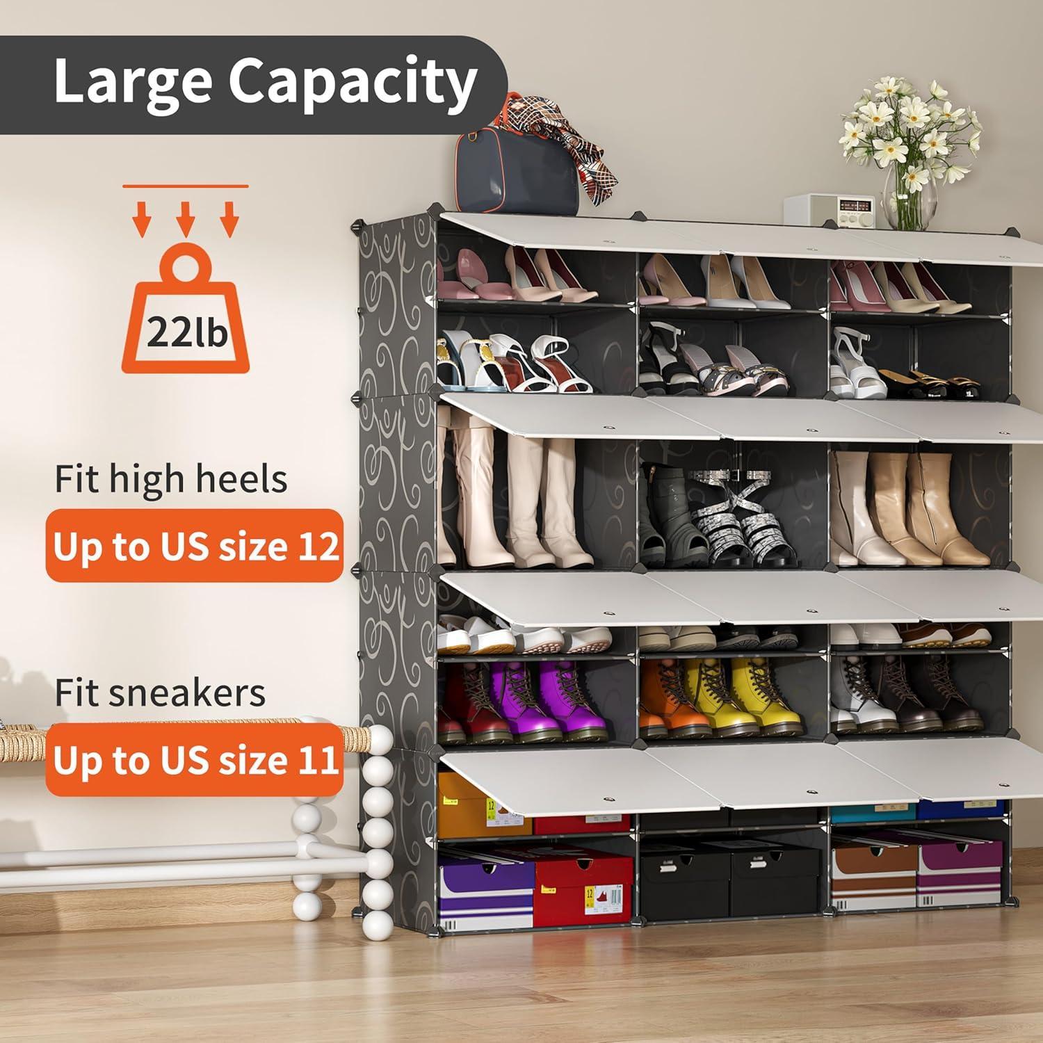 JOISCOPE DIY Schuhregal Schwarz Weiß 24 Paar Staubdichter Schuhschrank