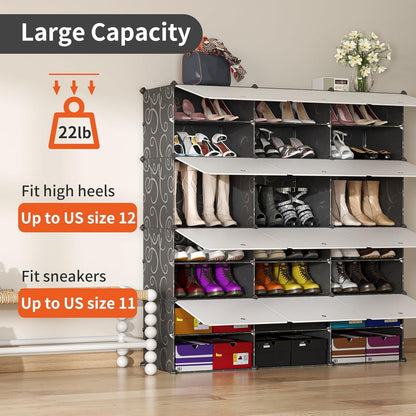JOISCOPE DIY Schuhregal Schwarz Weiß 24 Paar Staubdichter Schuhschrank