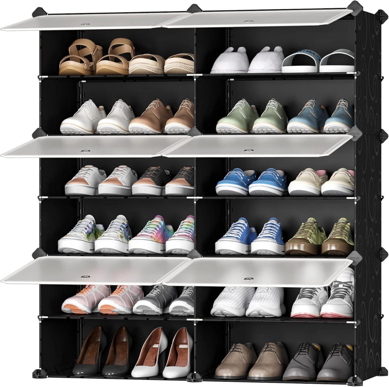 Schuhschrank Staubdicht Schwarz Transparent Tür DIY Modular 2x6