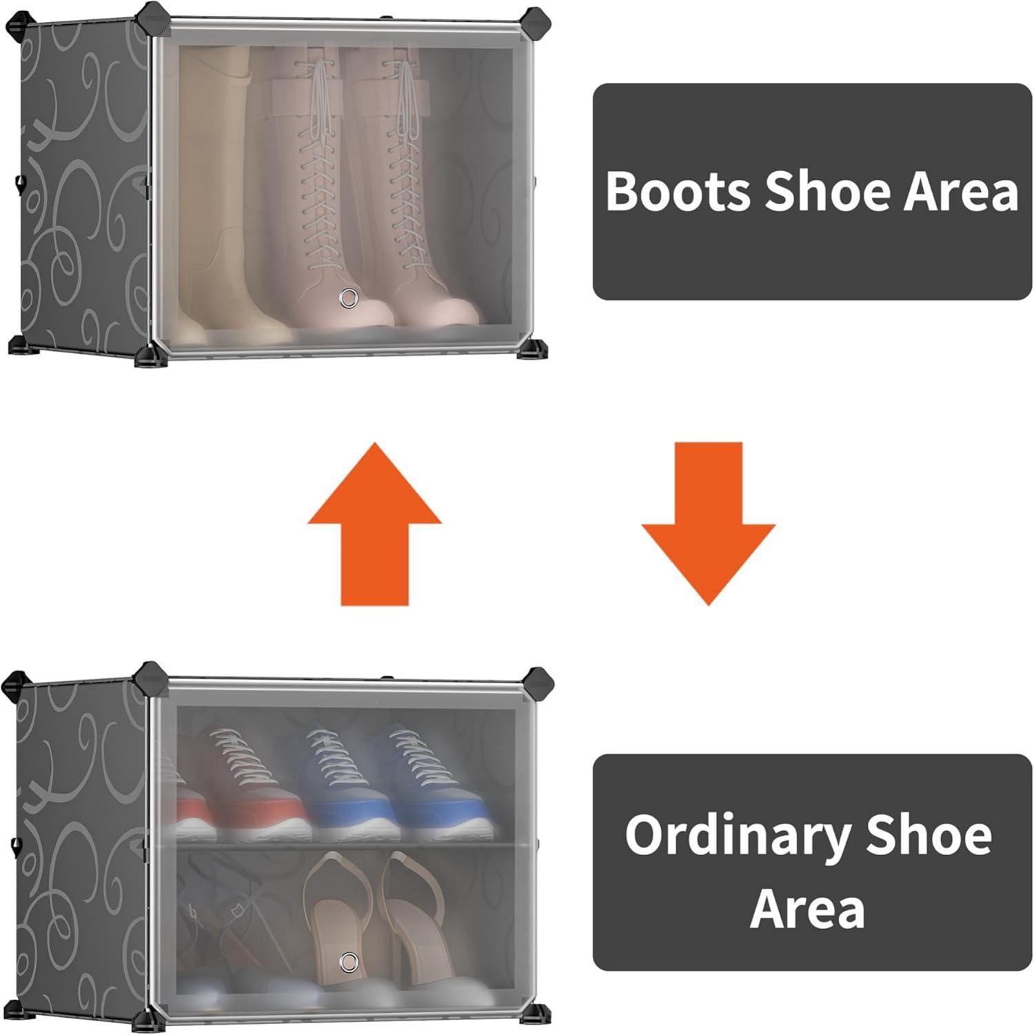 Schuhschrank Schwarz Transparente Tür Staubdicht Modular 2x8