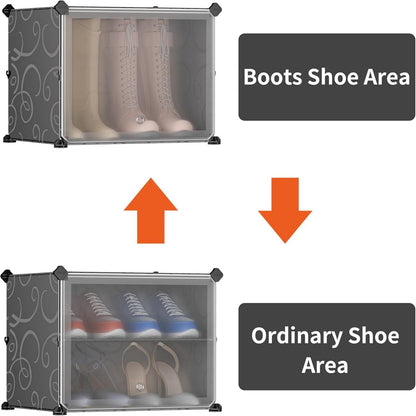 Schuhschrank Schwarz Transparente Tür Staubdicht Modular 2x8
