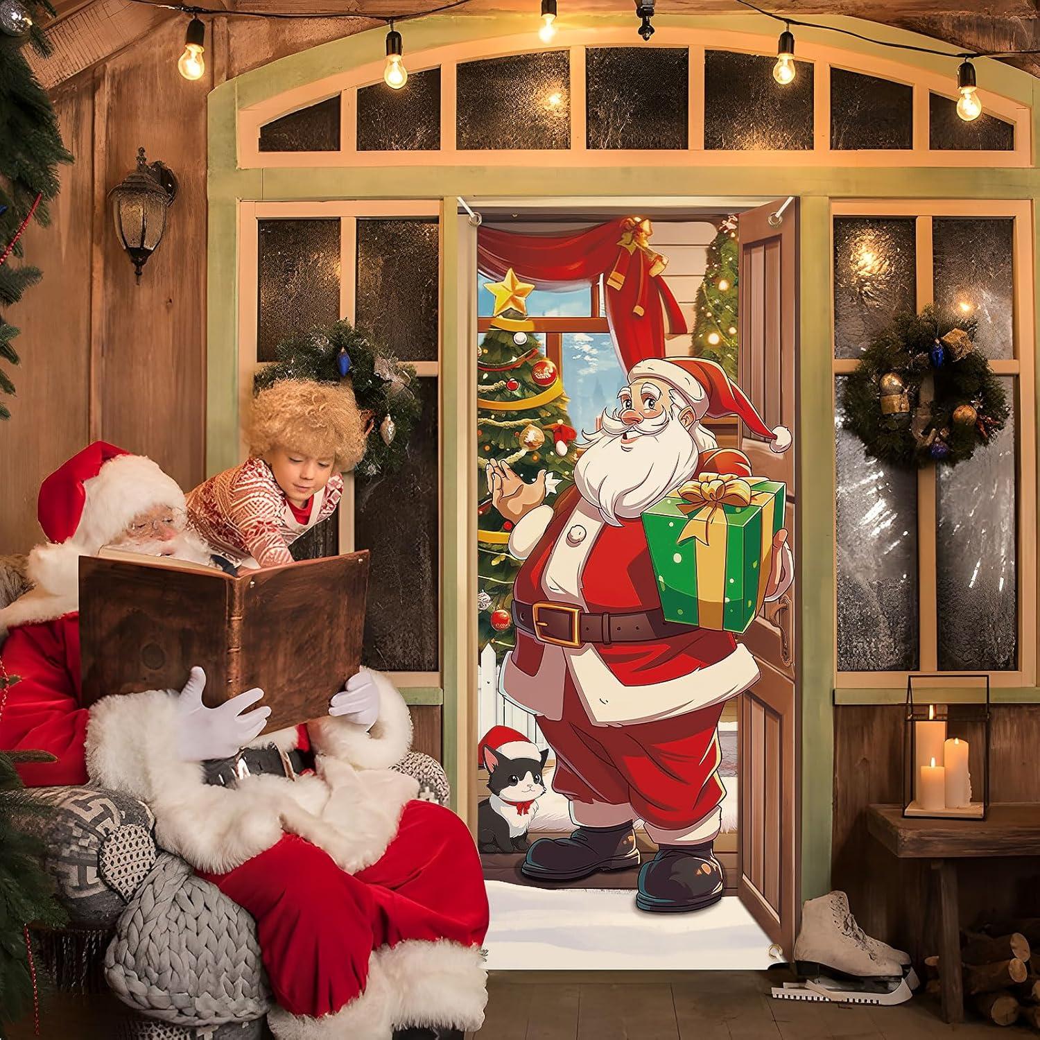 Weihnachten Tür Dekoration Haustür Abdeckung 200 x 90 cm