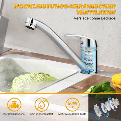 Einhebel Küchenarmatur 360° Schwenk für Einzel-/Doppelspüle