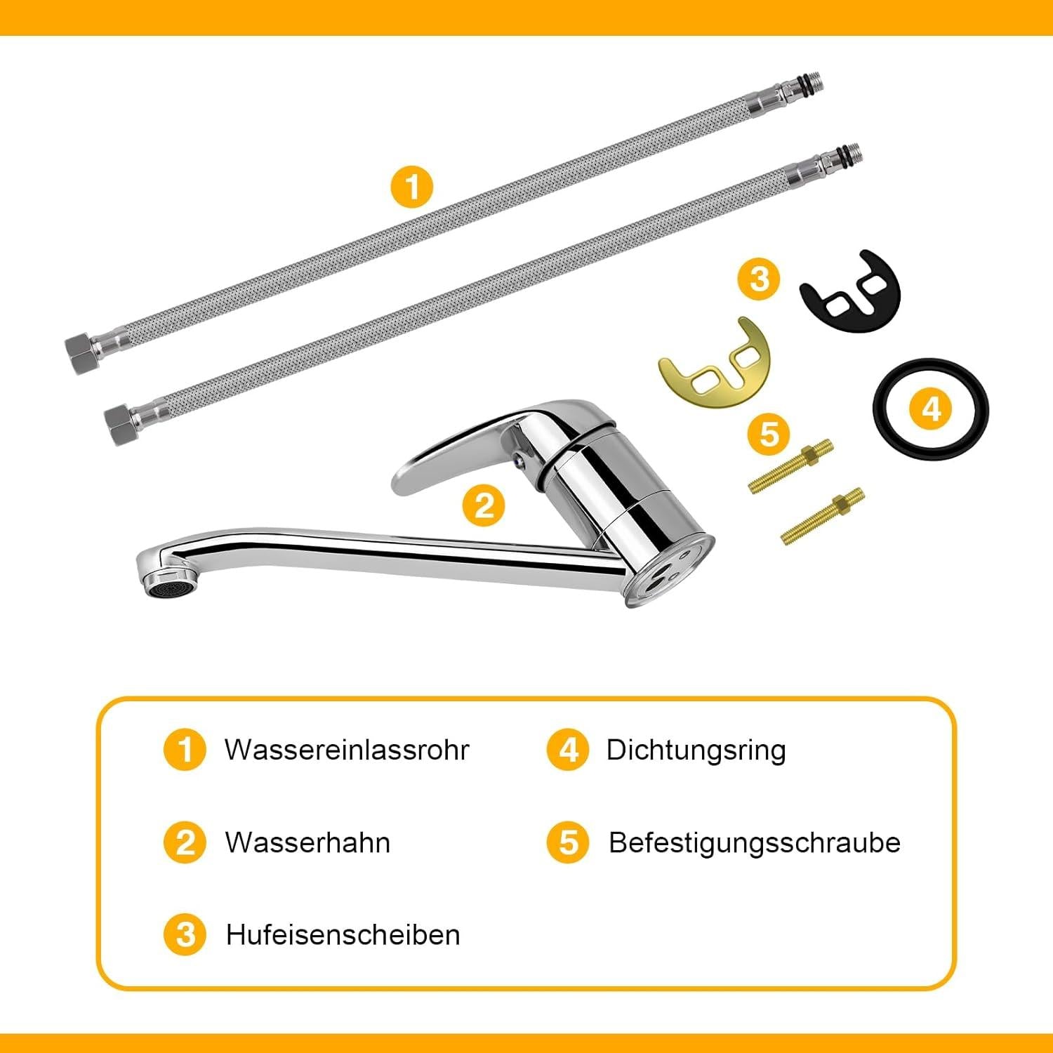 360° Schwenkbare Einhebel Küchenarmatur für Einzel-/Doppelspüle