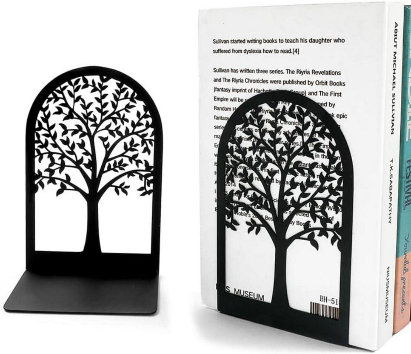 Buchstütze Metall Schwarz 2 Stück Bücherhalter Bookends 12x9x18cm