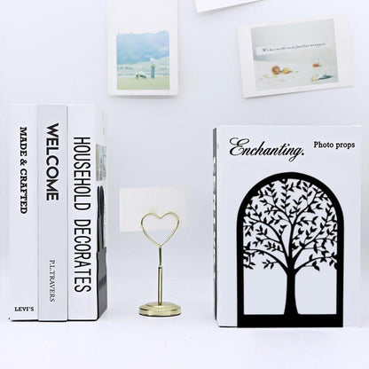 2 Schwarze Metall Buchstützen Baum Bookends 12 x 9 x 18 cm