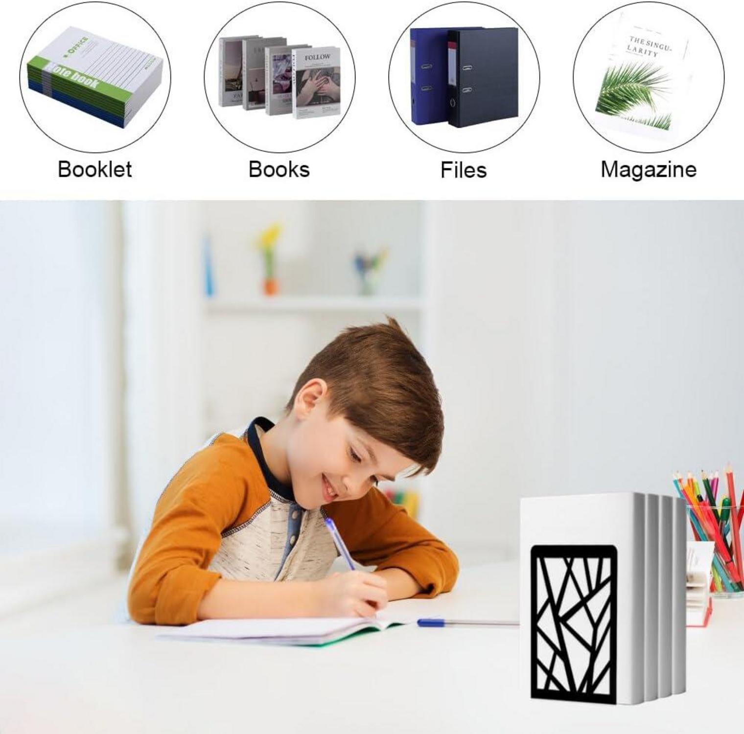 Schwarze Metall Buchstützen 2 Stück für Bücherregal - Bookends