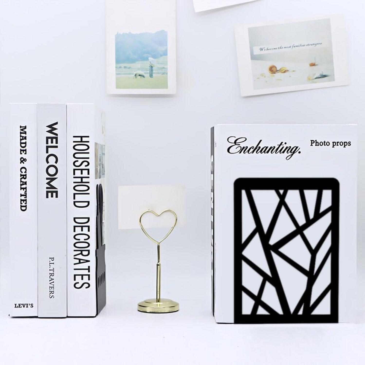 Schwarze Metall Buchstützen 2 Stück für Bücherregal - Bookends