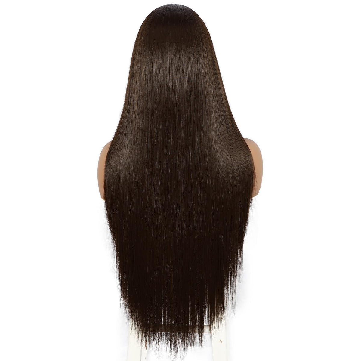 Braune Lange Gerade Perücke 13x6 Lace Front Synthetik 26 Zoll