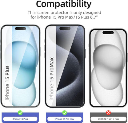 Panzer-Schutzglas für iPhone 16 Plus 15 Pro Max 15 Plus 6,7
