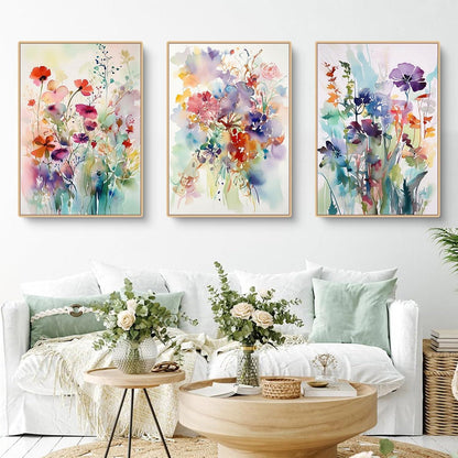 Herfair 3er Set Blumen Poster Wandbilder Wohnzimmer