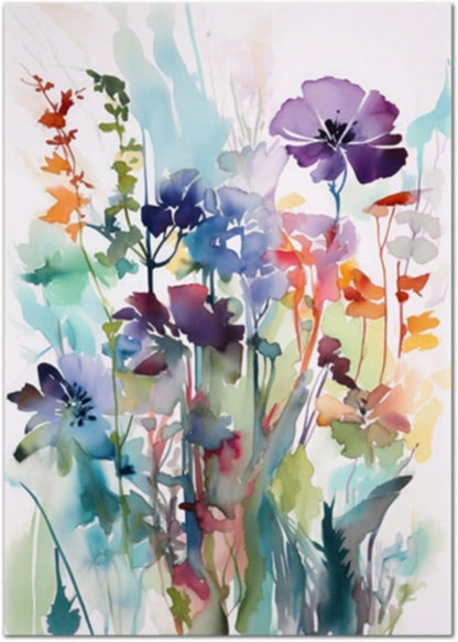 Bilder Wohnzimmer 3er Set Bunt Blumen Leinwand Poster Wanddeko 21x30cm