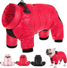 Wasserfester Hundemantel Winter mit Reflektierender Streifen Rot M