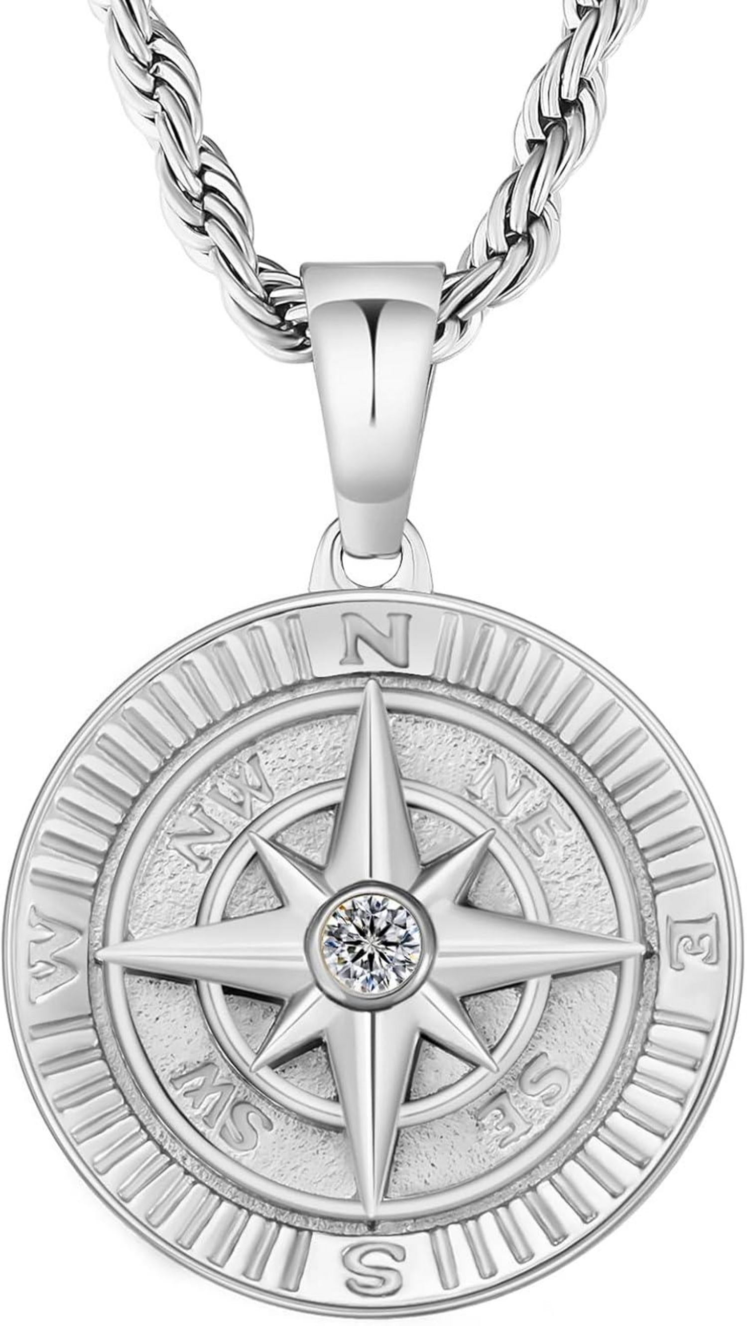 Goldkette 18K vergoldete Anhänger Kette 55,9cm mit Kompass