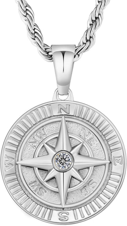 Goldkette 18K vergoldete Anhänger Kette 55,9cm mit Kompass
