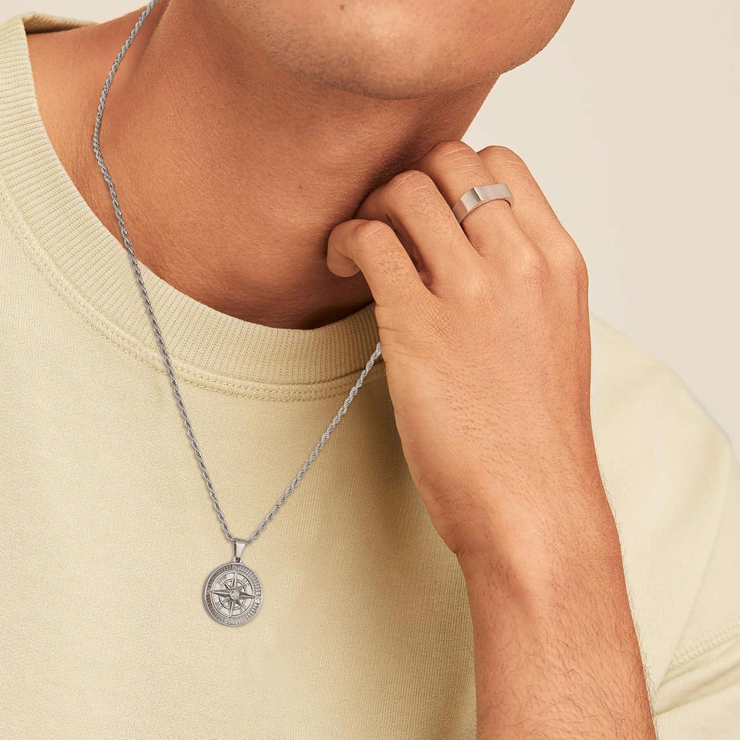 Goldkette 18K vergoldete Anhänger Kette 55,9cm mit Kompass